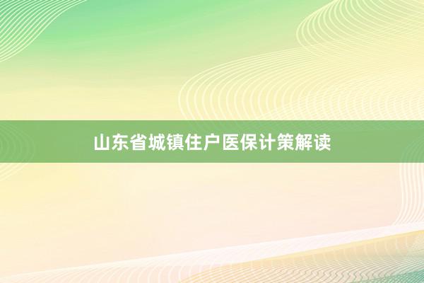 山东省城镇住户医保计策解读